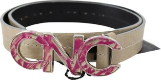 Costume National Leather pink Letter Logo Buckle Womens Belt