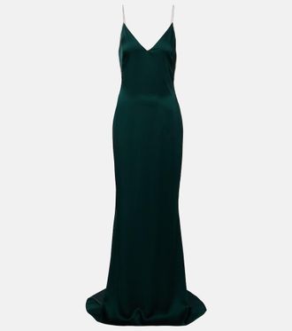 Tom Ford Crystal-embellished satin slip dress