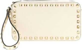 Valentino Garavani Tassen, Dames, Wit, ONE Size, Leer, Rockstud Small Clutch