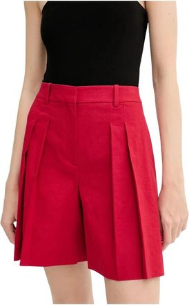 Theory Gekreukelde short van linnenmix - Dames - Bermuda - Rood - S - Linnen - Korte Broeken
