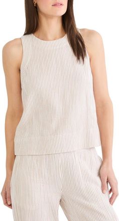 Nic+Zoe Pinstripe Cotton Blend Gauze Tank in Neutral Mix at Nordstrom, Size Xx-Large