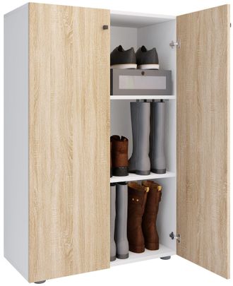 ebuy24 Ebuy24 - Vcm Xl Wood Gran Gabinete De Zapatos Estante De Zapatos Botas Grandes Muebles De Piso Lona 3 Compartimentos (blanco / Roble Sonoma)