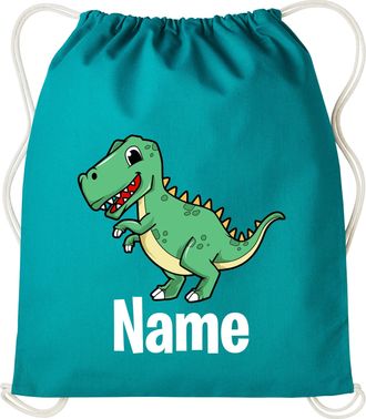 Generic Personalised Your Name Dinosaur Cotton PE Kit Drawstring Bag Sport Gym Sack School Rucksack Unisex Kids Bag (JADE)