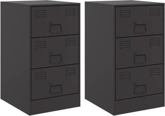 vidaXL Mesitas de noche 2 unidades acero negro 34,5x39x62 cm Vidaxl