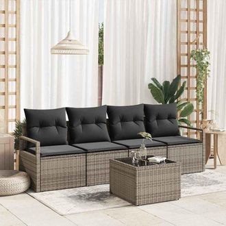 vidaXL Vidaxl - Conjunto De Sof&aacute; De Jard&iacute;n 5 Pcs Gris 55 X 55 X 37 Cm