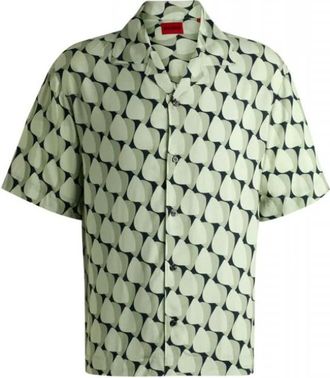HUGO BOSS Casual Shirt - Heren - Korte mouwen Overhemden - Groen - M - Overhemden