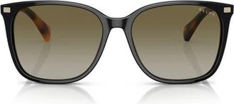 Ralph Lauren 56mm Gradient Square Sunglasses in Shiny Black /Gradient Green at Nordstrom