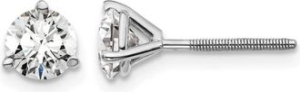 Diamond2Deal 14k White Gold 1 ct Round Lab Grown Diamond Stud Earrings Screw Back VS Clarity, D-E Color