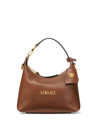 Versace Borsa hobo in pelle con etichetta Versace Versace
