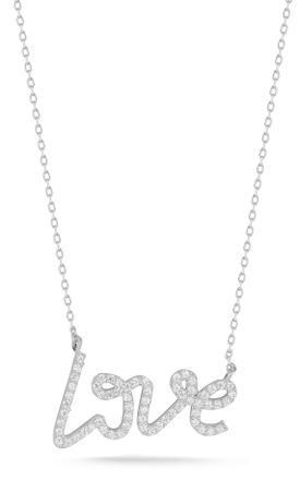 Glaze Jewelry Sterling Silver Pave Script Love Necklace
