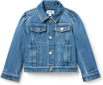 Janie and Jack Denim Puff Sleeve Jacket In Medium Wash in Blue at Nordstrom, Size 12-18M
