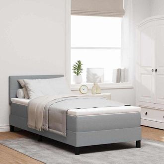 vidaXL Cama Box Spring Con Colch&oacute;n Gris Claro 90 X 190 Cm Tela
