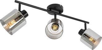 QAZQA Art D&eacute;co Foco De Techo Negro Con Cristal Ahumado 3 Luces Regulables - Laura Vidrio /acero Alargada Adecuado Para Led Max. 3 X 40 Watt - Qazqa