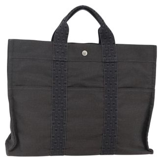 Herm&egrave;s Fourre-Tout Herline Fourre-Tout Herline Gray Canvas Bag (Pre-Owned)