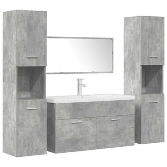 vidaXL Set Muebles De Ba&ntilde;o 5 Piezas Madera Ingenier&iacute;a Gris Hormig&oacute;n Vidaxl