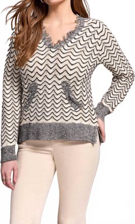 Tribal Long Sleeve Hooded Sweater With Fringe Detail In Charcoal