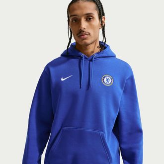 Nike Chelsea FC Club Nike Mens Soccer Pullover Hoodie in Blue | II3419-452