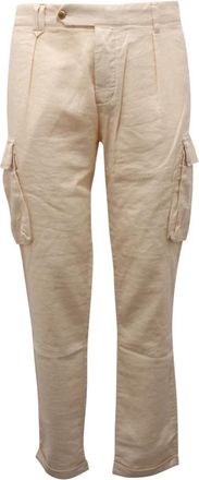 Officina36 Cargo Katoen/Linnen Broek - Heren - Regular Fit Jeans - Wit - S - Katoen - Jeans