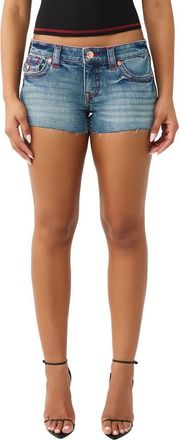 True Religion Joey Raw Hem Denim Shorts in Floral Dream at Nordstrom, Size 27