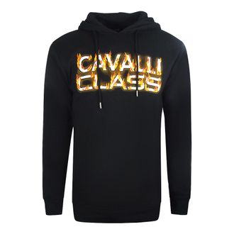 Cavalli Fire-logo zwarte hoodie