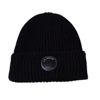 C.P. Company Extrafine Merino Wool Lens Beanie - male - C.P. Company - Accessories - Black - ONE SIZE - Accessories