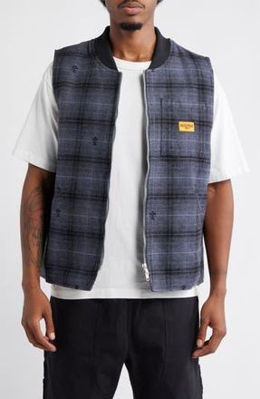 Service Works Thistle Plaid Organic Cotton Work Vest in Black Multi at Nordstrom Rack, Size Medium