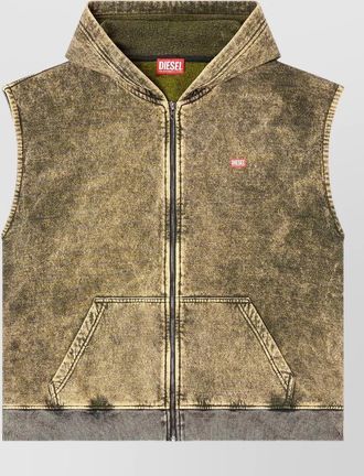Diesel relaxed sleeveless hoodie jacket front pockets