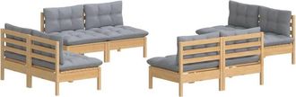 vidaXL Vidaxl - Juego De Muebles De Jard&iacute;n 8 Pzas Y Cojines Madera Pino Gris