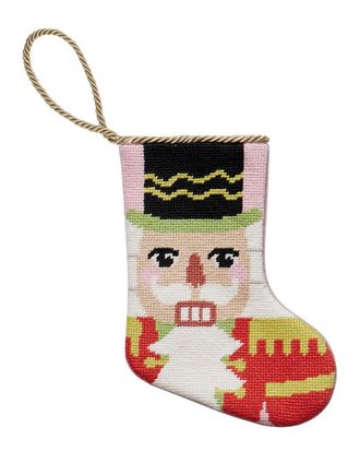 Peking Handicraft Nutcracker Embroidered Needlepoint Mini Stocking
