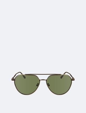 Calvin Klein Mens Metal Aviator Sunglasses - Metallic