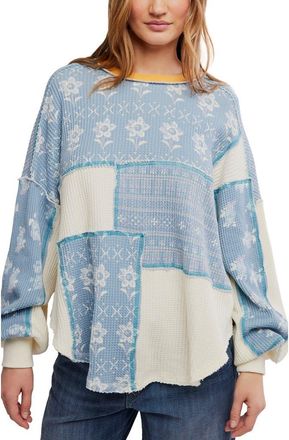 Free People Intimately FP Wildflower Patchwork Thermal Top in Clear Skies Combo at Nordstrom, Size X-Small