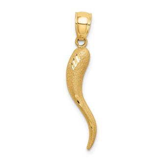 Diamond2Deal 10k Yellow Gold Solid Diamond-Cut Italian Horn Charm