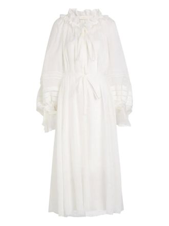 Zimmermann ruffled tie midi dress - Wit