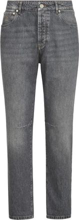 Brunello Cucinelli Greyscale Denim Leisure-fit Five-pocket Trousers