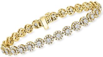 Grown Brilliance 5.50 Carat Lab Grown Diamond Tennis Bracelet in 14K Yellow Gold, F Color, VS Clarity, 8 Inches Length