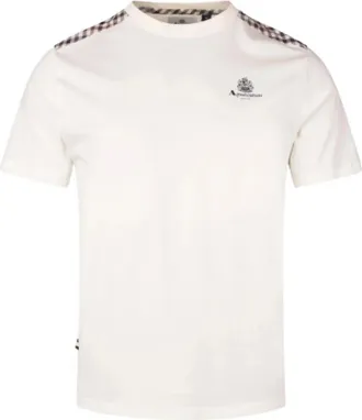 Aquascutum Club Check Details Tee Wit - Heren - T-shirts - Wit - M - Katoen - Tops