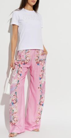 Versace Jeans Couture Loose-fit Satin Trousers, Womens, Pink