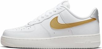 Nike Womens Air Force 1 07 Low Top Sneakers In White/gold/silver