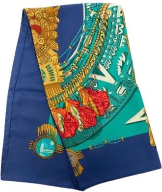 Herm&egrave;s Pre-owned Mexique Sjaal - Dames - Vintage Accessoires - Blauw - ONE Size - Vintage