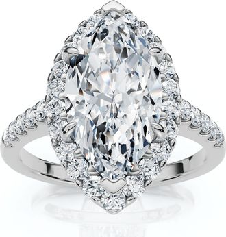 Pompeii3 Certified 2.40Ct Marquise Halo Diamond Engagement Ring 14k Gold or Pt Lab Grown