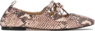 Kazar Gestempeld leren dubbele band ballerinas - Dames - Ballerinas - Roze - 38 EU - Leer - Schoenen