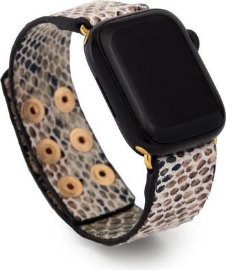 Saachi Snakeskin Faux Leather Apple Watch Watchband in White at Nordstrom Rack