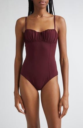 Ulla Johnson Dalila Ruched One-Piece Swimsuit in Cassis at Nordstrom, Size X-Large