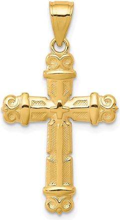 Diamond2Deal 10k Yellow Gold Fleur de Lis Cross Pendant