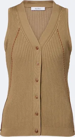 Max Mara Ribbed knit cotton-blend top