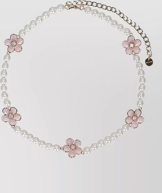 Self Portrait crystal-embellished floral necklace