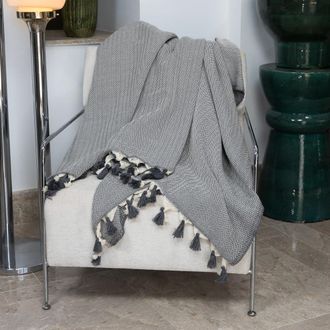 Febronie Manta plaid lana gris jaspeado 160x250