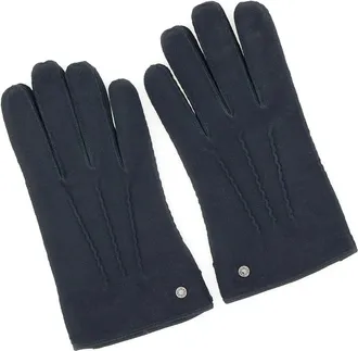 Gianni Chiarini Accessoires, Heren, Blauw, L, Wol, Leren handschoenen met sierstiksels