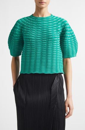 Pleats Please Issey Miyake Colorful Mushroom Knit Top in Grass Green at Nordstrom