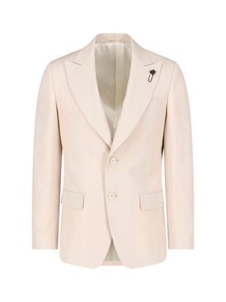 Lardini Cream Single-Breasted Viscose Blazer